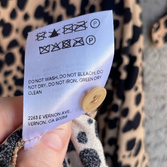 REFORMATION Tan & Black Spotted Leopard Print Tie Sleeve Port Blitz Midi Dress - Picture 11 of 12